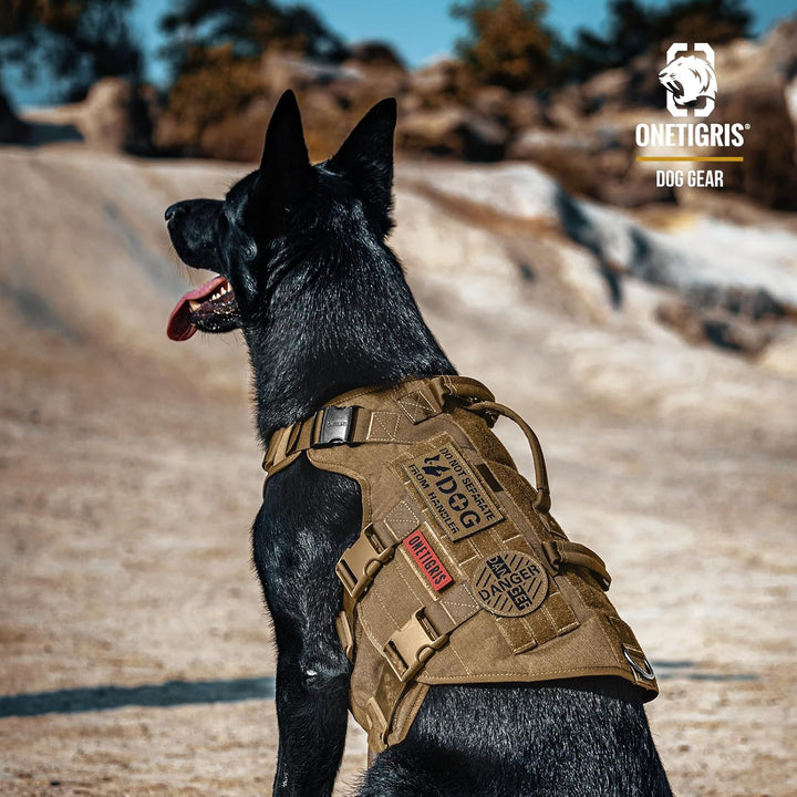 OneTigris Hundegeschirr, X Destroyer Taktisches Geschirr Hund 3 Griffe Heavy Duty Hundeweste mit Met