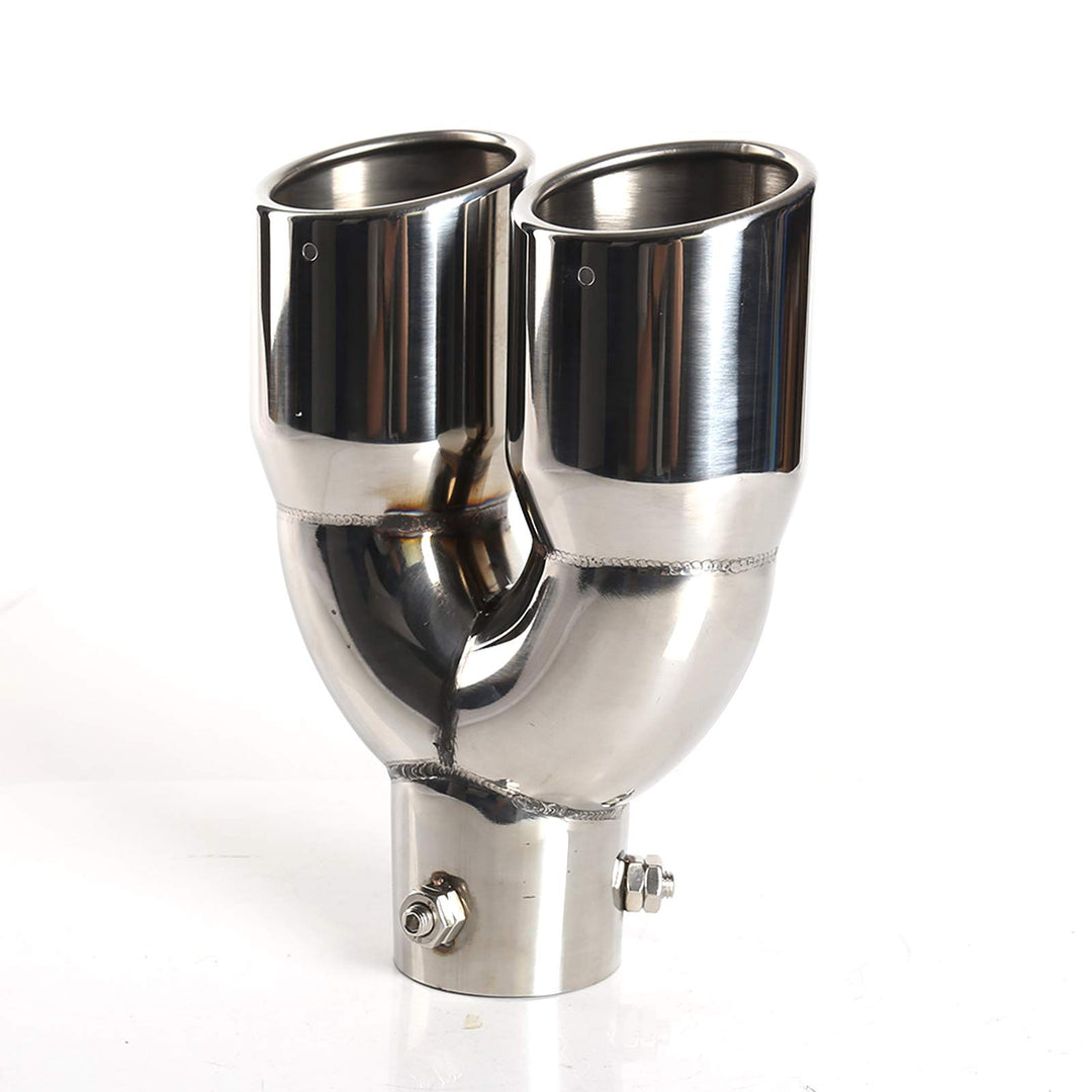 2.5" Einlass Doppelspitzen Schalldämpfer 3 "Auslass Edelstahl Auto Heck Throat Doppelauspuff Univers