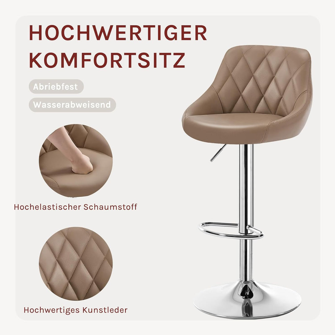 WOLTU BH23kk-1 1er Barhocker Barstuhl, leichte reinige Kunstleder, Gute gepolsterte Sitzfläche, Höhe