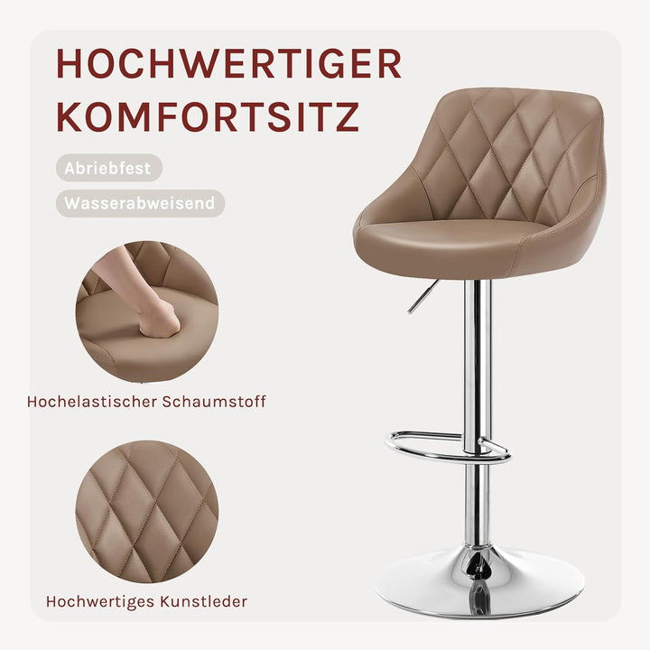 WOLTU BH23kk-1 1er Barhocker Barstuhl, leichte reinige Kunstleder, Gute gepolsterte Sitzfläche, Höhe