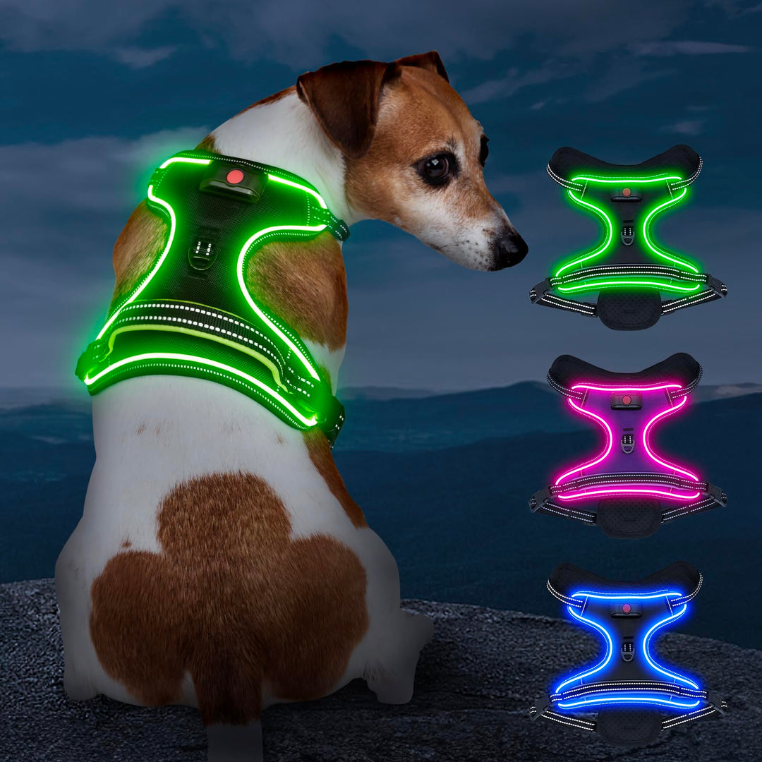 Hundegeschirr Leuchtend Wiederaufladbares Leuchtgeschirr für Hunde Led Beleuchtetes Hundegeschirr fü
