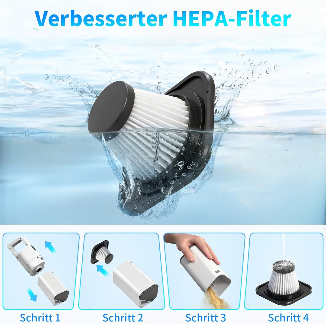 Handstaubsauger Akku, 20000Pa Auto Staubsauger Kabellos mit 4000mAhr Mini Kleiner Wiederaufladbarer