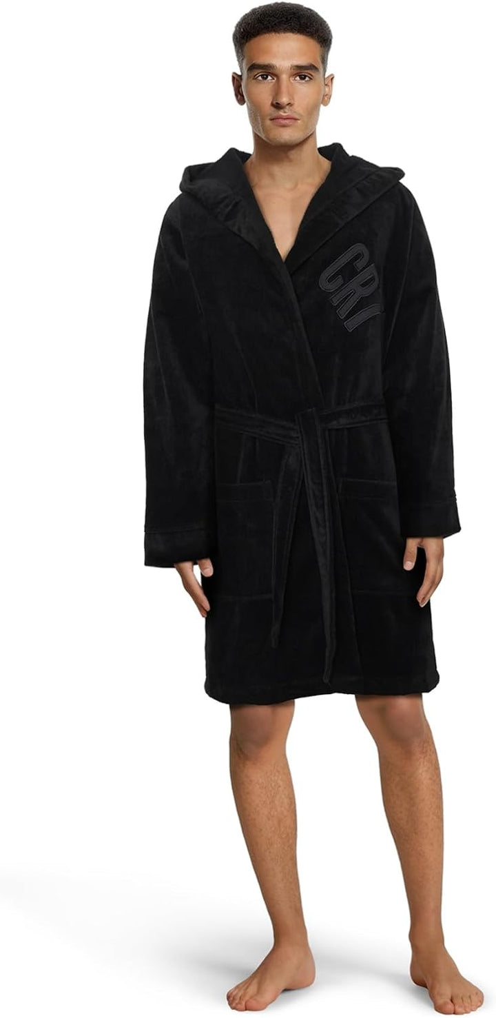 CR7 Cristiano Ronaldo Basic Herren Bademantel, Schwarz, XXL