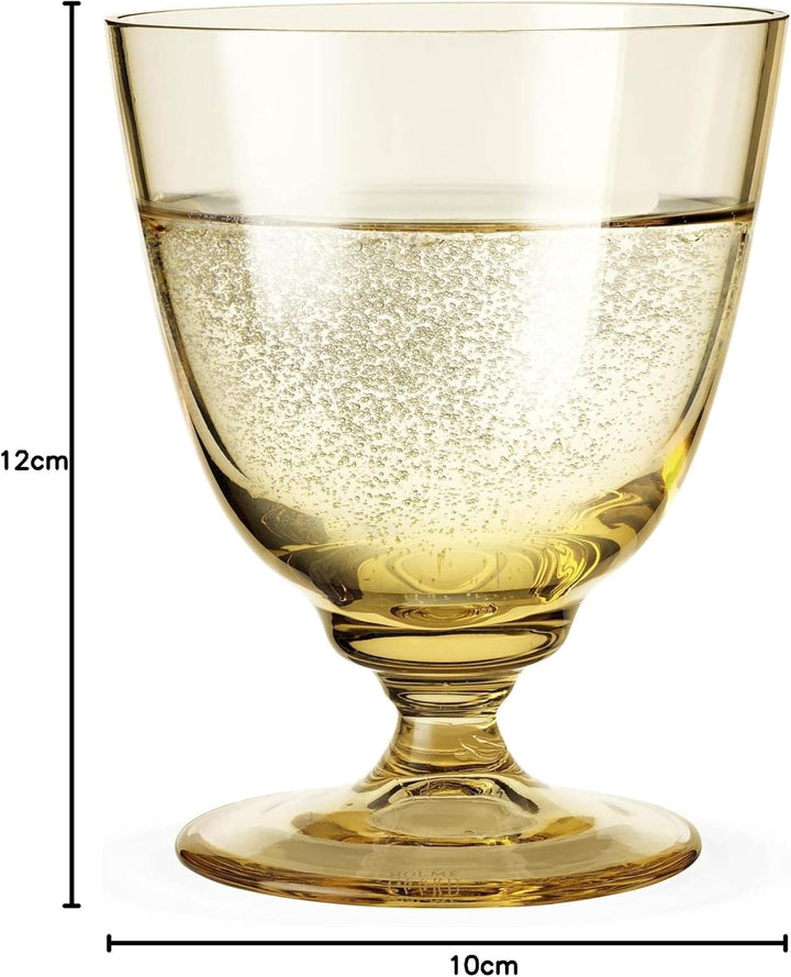 Holmegaard Glas mit Fuss 35 cl Flow aus mundgeblasenem Glas für Getränke, gelb, Gelb
