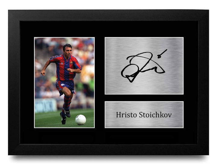 HWC Trading FR A4 Hristo Stoichkov Barcelona Gifts gedrucktes Autogramm für Fans und Fans – A4 gerah