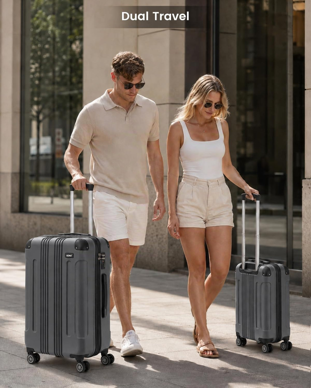 KONO 65cm Koffer Mittelgross Hartschale Trolley Rollkoffer Reisekoffer mit 4 Rollen 65x42x26cm (Koff