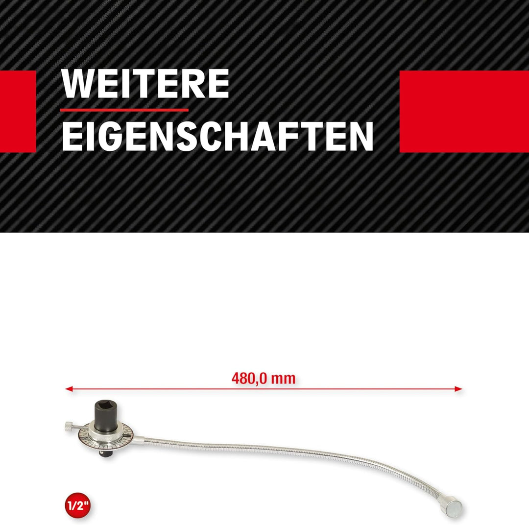 KS Tools Drehwinkelmessscheibe I Drehwinkelmesser 1/2 Zoll 516.1195 I Mit flexiblem Magnetarm I Wink
