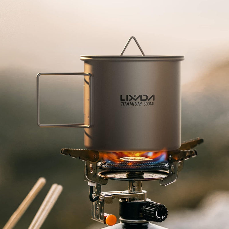 Lixada Titanium Topf Camping Titanium Becher Tragbar Klappgriff Outdoor Tasse Wasser für Picknick Wa