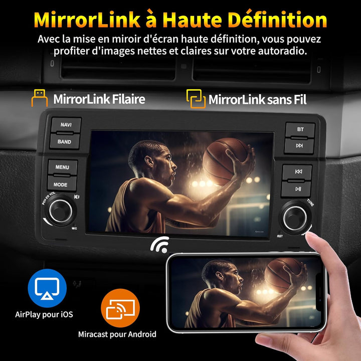 2 DIN Autoradio mit Bildschirm für BMW E46 Sedan Touring Coupé Convertible M3 Compact Rover 75 MG ZT