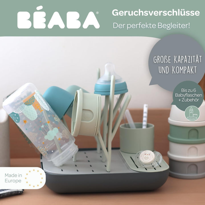 BÉABA, Abtropfgestell Babyflaschen, Grosses Fassungsvermögen, Modular, Bis zu 6 Flaschen und Kinderg