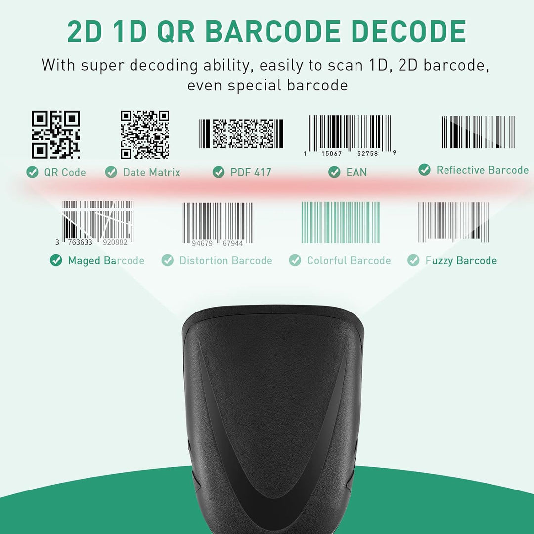Kabelgebundener 2D QR Barcode Scanner, Handheld Barcode-Scanner, 1D USB Lesegerät, Plug and Play Bar