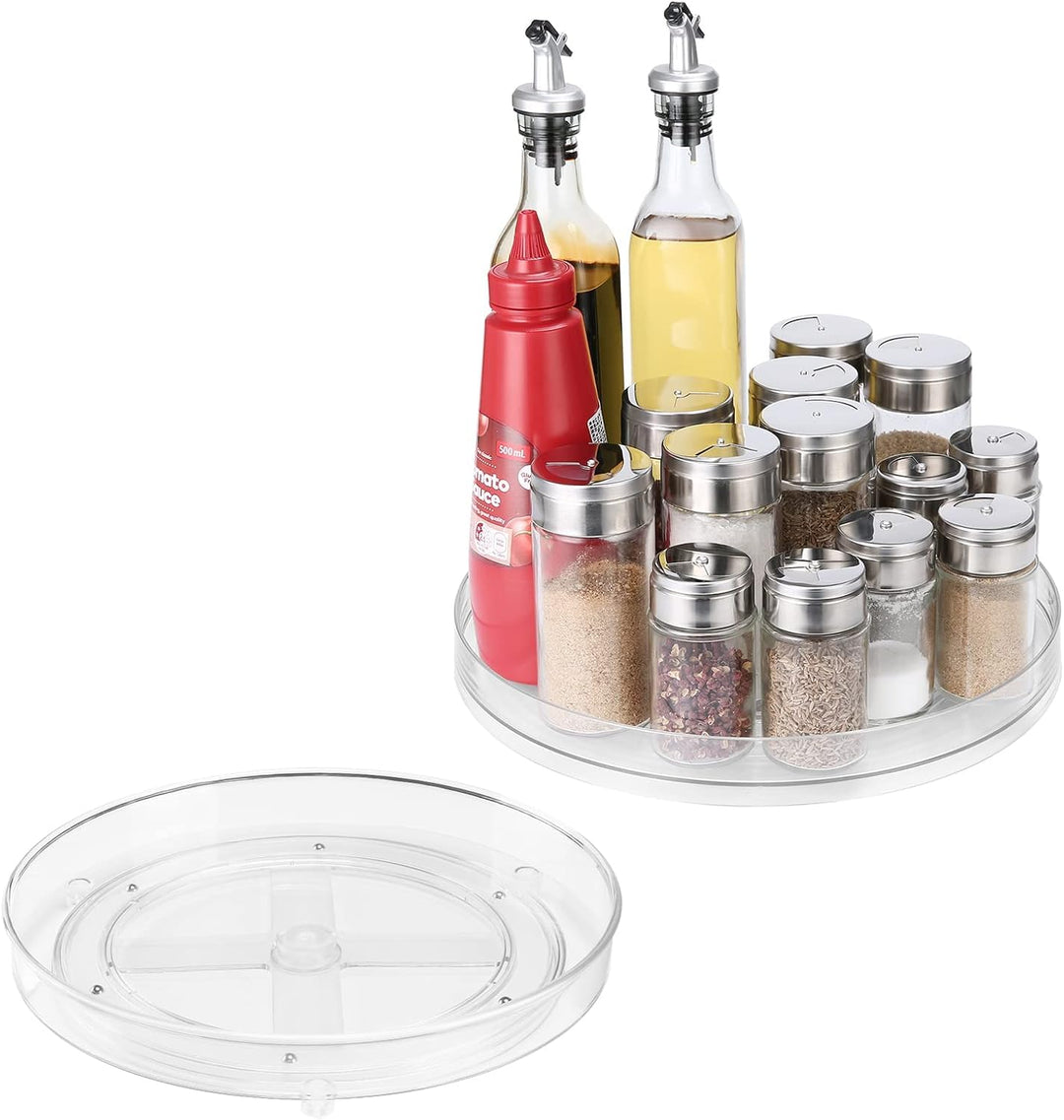 Puricon 2 Stück Drehplatte Küchen Organizer, Drehteller für Kühlschrank Drehscheibe, Transparent Dre