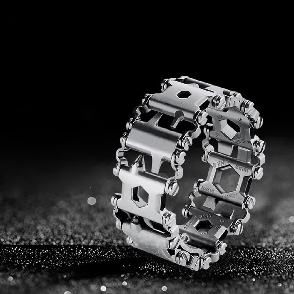 Multitool-Armband für Herren – 29-in-1-Multifunktionsarmband aus Edelstahl, reisefreundlich, geeigne