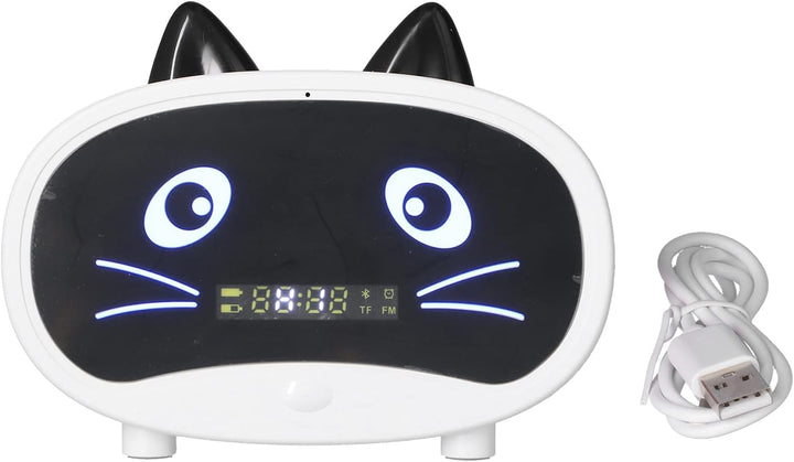 Topiky Digitaler Wecker-Lautsprecher, Cartoon-Katzen-Wecker mit Temperaturanzeige, Dual-Wecker, Blue