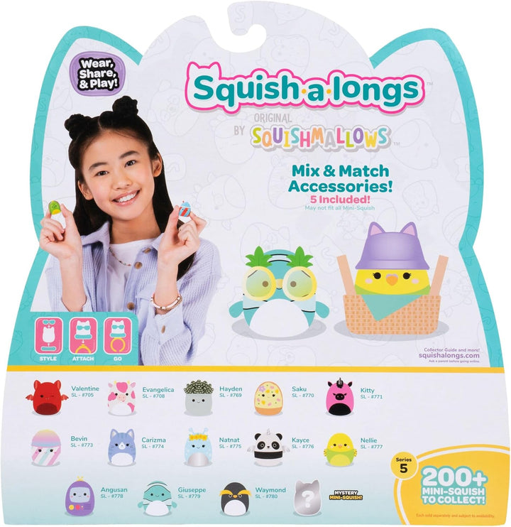 Squish-a-longs SQAL0267-14er Pack, enthält 14x 2,5 cm Mini-Squish mit 4X Accessoires, 1x Ring und 1x