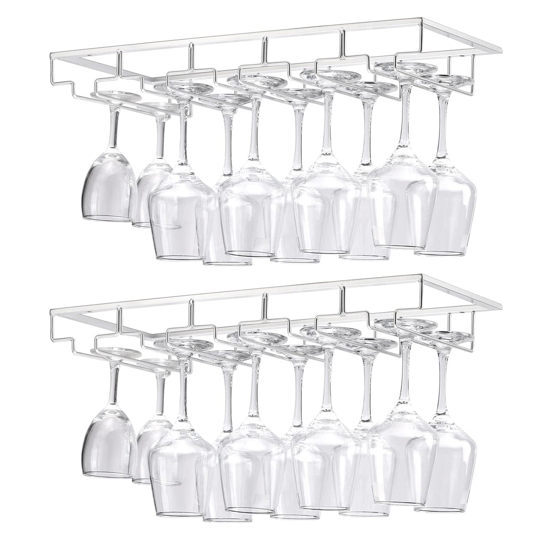 2 Stück 5 Reihige Weinglashalter Gläserhalter aus Metall Gläserschiene Halter Unter Schrank mit Schr