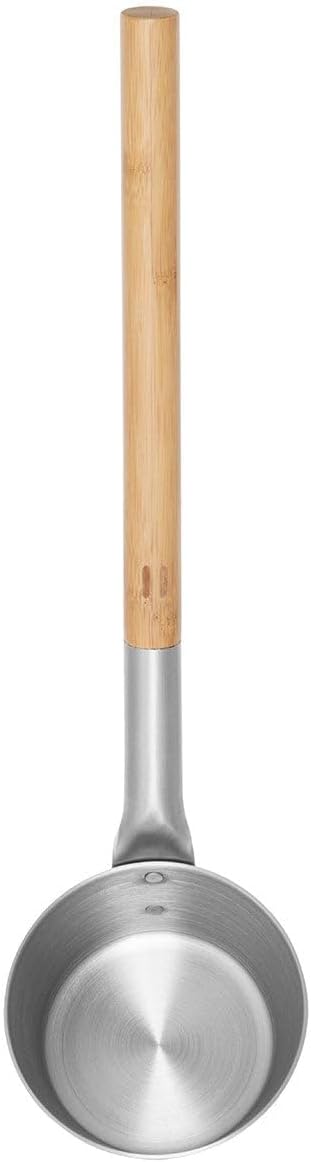 Rento - Saunaeimer, Aufgusseimer - Aluminium - Farbe: Silber - mit edlem Griff aus Bambus - 5 Liter