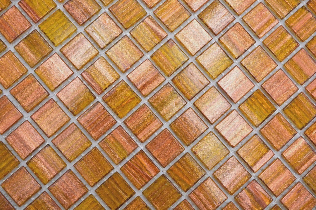 Mosaikfliese Glasmosaik Goldbraun Kupfer Küchenrückwand Duschwand | 10 Mosaikmatten
