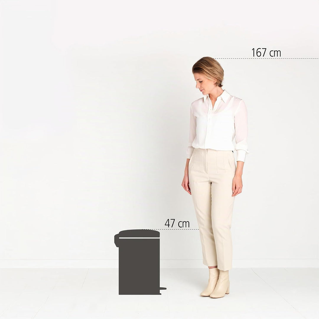 Brabantia Treteimer mit Inneneimer aus Kunststoff, Stahl, Braun, Weiss, 20L