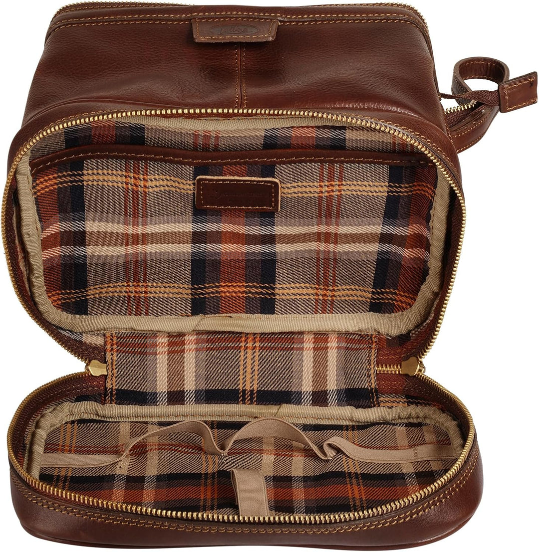 Piké Kulturtasche Echt Leder braun Damen, Herren - 017745