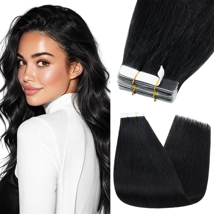 Tape Extensions Echthaar 10stk, Remy Tape in Extensions Haarverlängerung, Skin Weft Echthaar Haarext