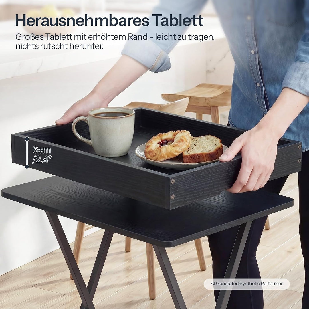 HOOBRO Beistelltisch, Klappbarer Nachttisch, Couchtisch, Faltbarer TV-Tablett zum Essen, Snack-Abend