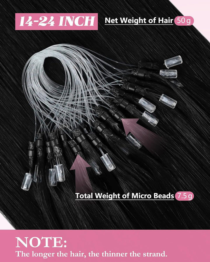YoungSee Echthaar Extensions Microring Schwarz Microring Extensions Echthaar 1g Schwarz Micro Ringe