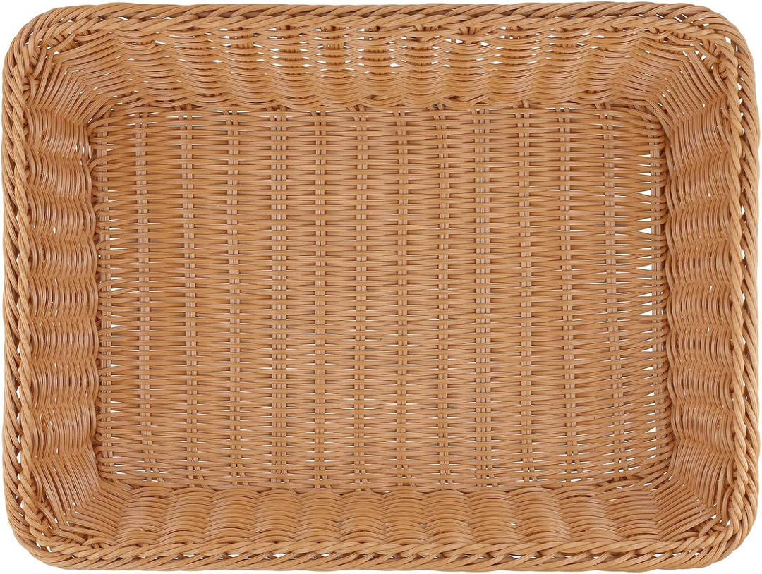 ZOENHOU 2 Stück Brotkorb Gross, 40x30x8 cm rechteckiger geflochtener Brotkorb, Weidenkorb zur Aufbew
