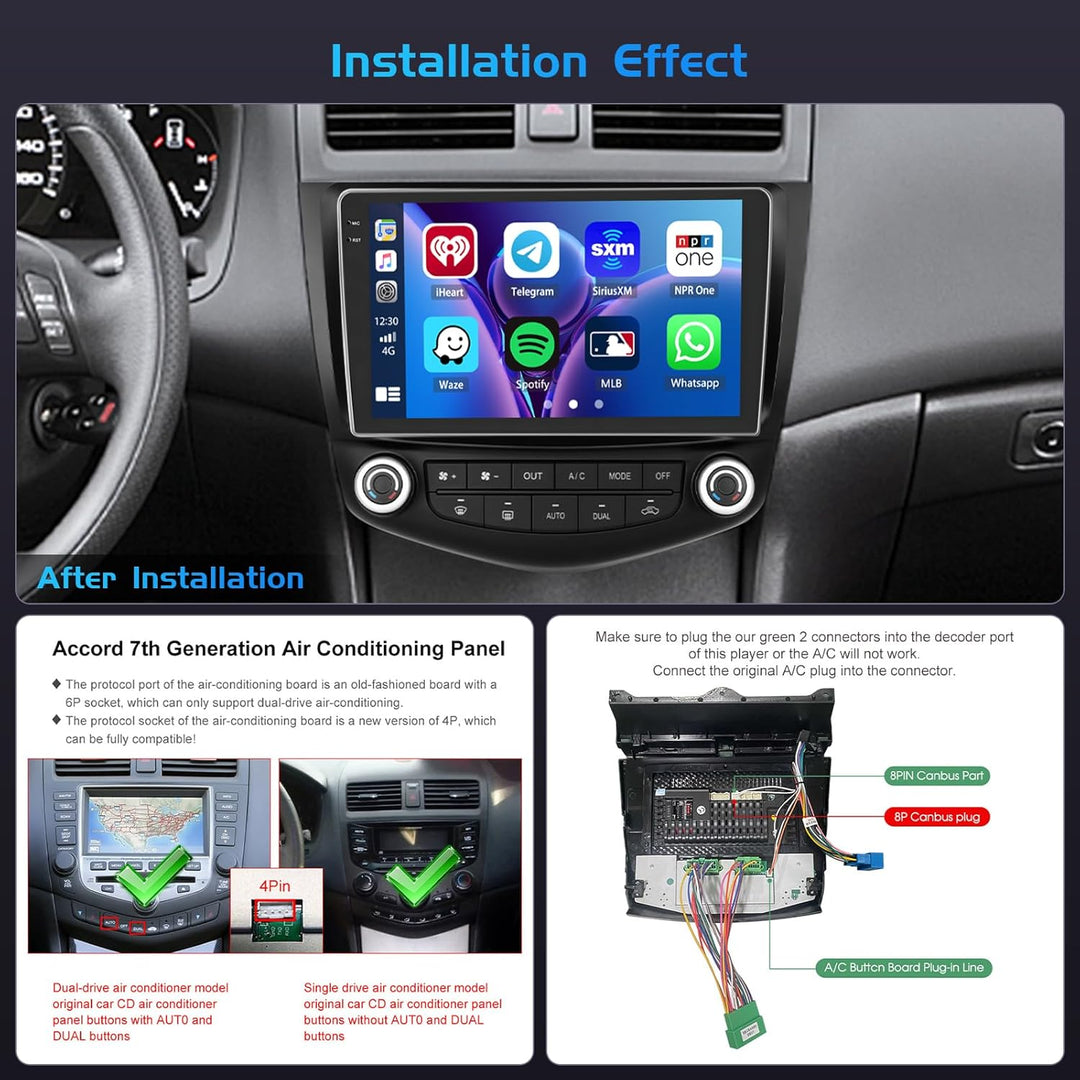 Inefala 4+128G Autoradio für Honda Accord 2003-2007 Android 15 mit 9&