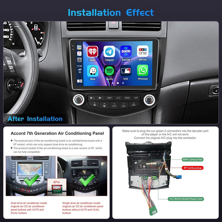 Inefala 4+128G Autoradio für Honda Accord 2003-2007 Android 15 mit 9&