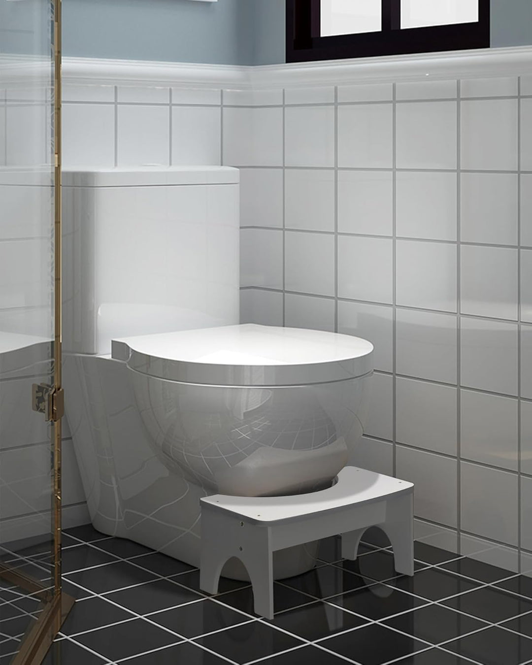 RayLove Physiologischer Toilettenhocker aus Bambus – WC-Trittbrett aus Holz – 35 Grad strapazierfähi