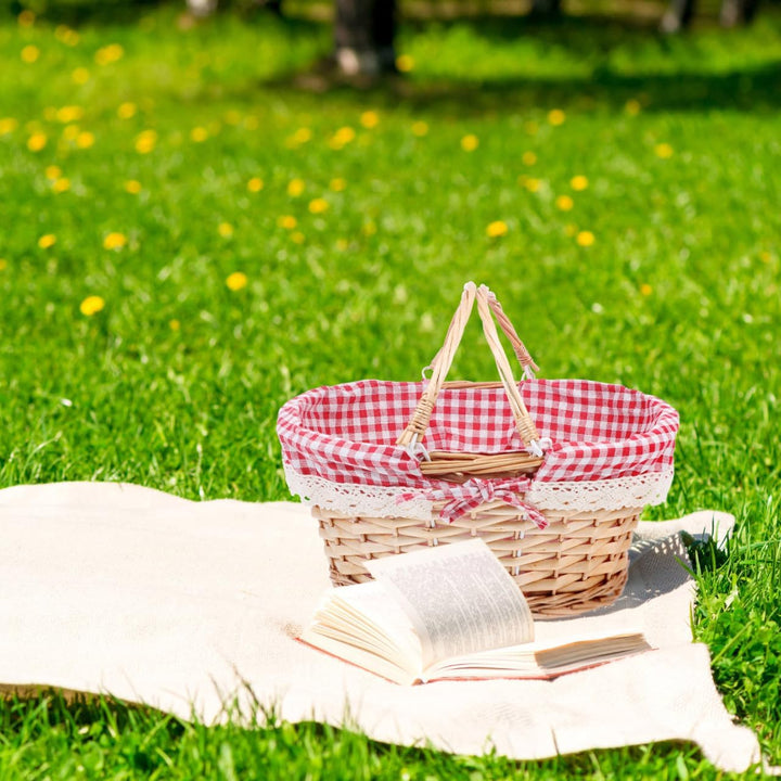 BESTonZON Picknickkorb aus Weide, geflochtener Korb mit Liner &amp; Henkel – Deko &amp; Aufbewahrung für Cam