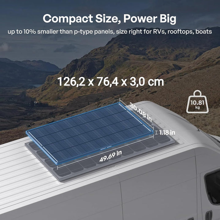 Renogy 200W ShadowFlux Anti-Beschattung N-Typ Solarmodul, PV-Modul 200W 12V 25% Hoch-Effizienz Solar