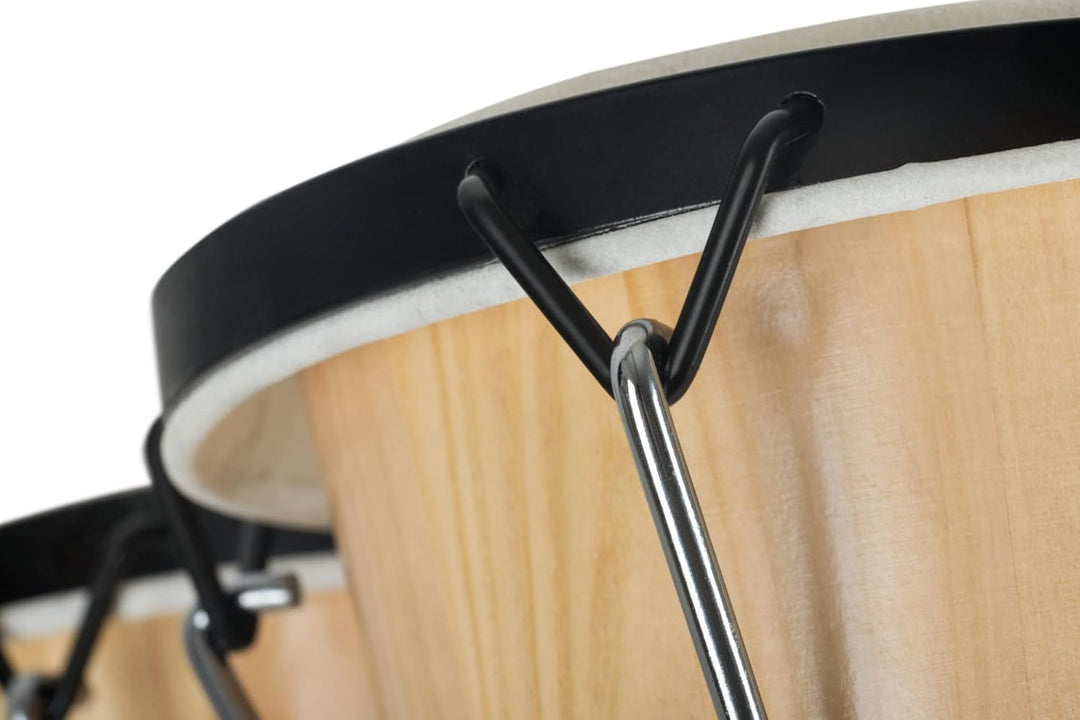XDrum Bongos Club - 6" Macho und 7" Hembra - Naturfelle - professionelles Stimmsystem - Schwarz sati