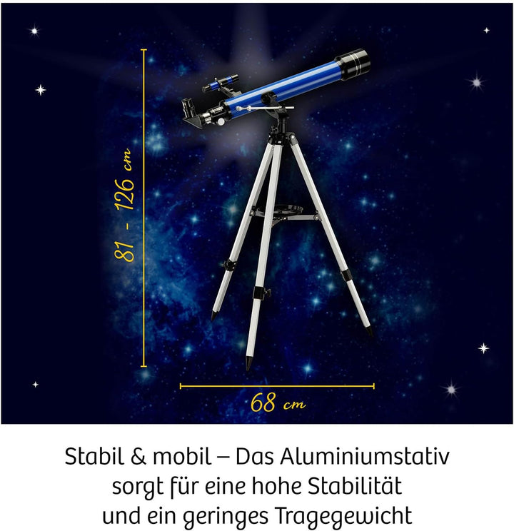 KOSMOS 675158 Astro-Teleskop, Kinder Teleskop ab 12 Jahren, bis zu 140-fache Vergrösserung, mit Refr