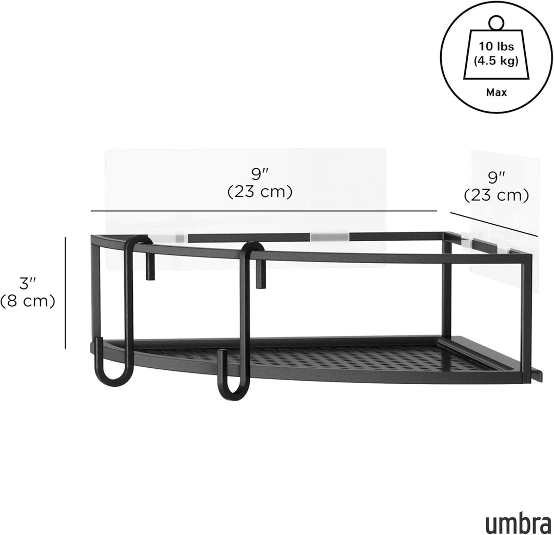 Umbra Cubiko Eckregale, Duschablage ohne Bohren mit Haken, Schwarz, 2er-Set Schwarz Eckregal, Schwar