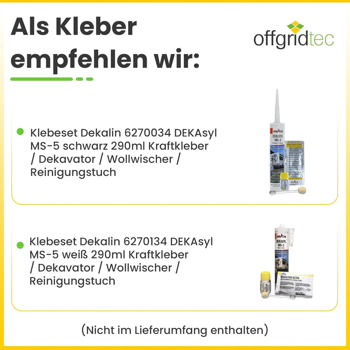 Offgridtec 2 Stück ABS Spoiler Verbindungsprofile 180mmx180mm, Montage-Seitenklemmen, 4 Edelstahl-Sc