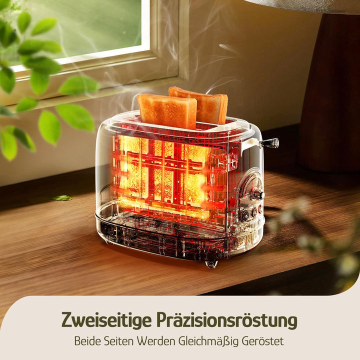 Hazel Quinn Retro 2 Scheiben Toaster, Vintage Toaster, Auftau Aufwärm Abbruchfunktion, Edelstahl, 81