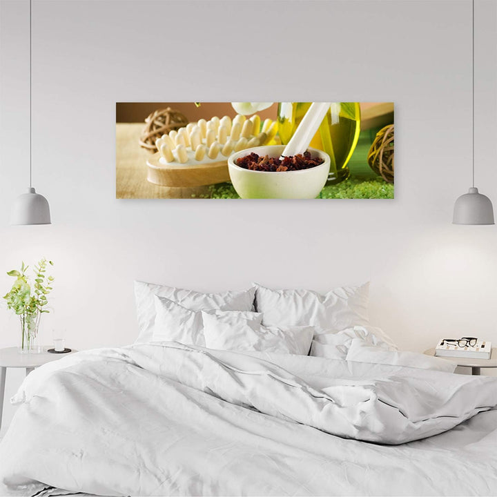 Leinwandbild XXL Spa Wandbild Kunst für Wohnzimmer Grün 150x50 cm Leinwandbild 150x50 cm Grün_a, Lei