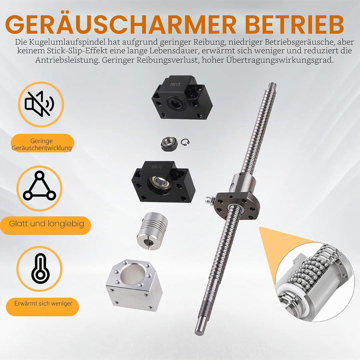 CNCYEAH SFU2005 Kugelschrauben-Set 1000mm Linearführung mit 2005 Schraubenmuttergehäuse + Kugelmutte