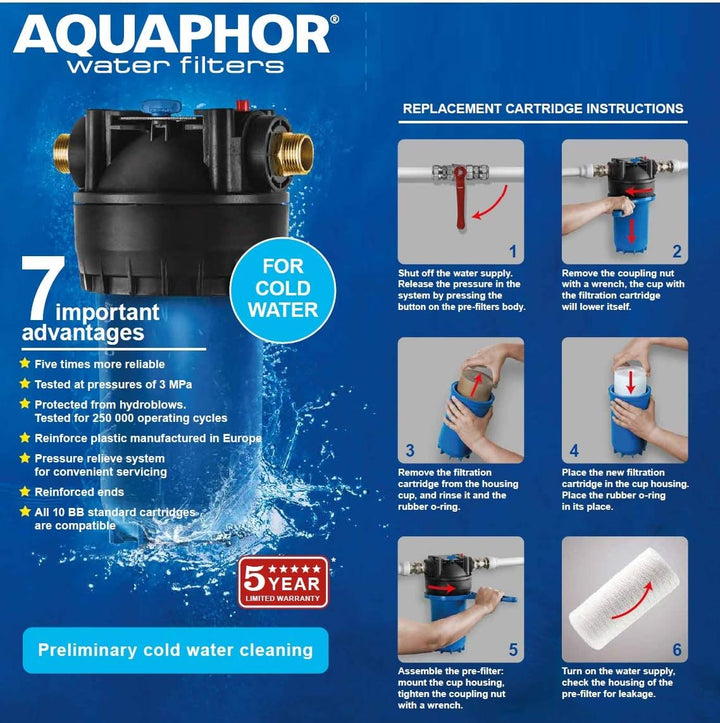 AQUAPHOR Gross 10" Carbon Filter Filtergehäuse für Filterkartusche 10”