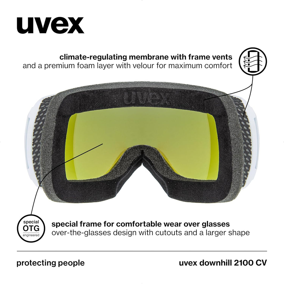 uvex Unisex Downhill 2100 Cv Skibrille (1er Pack) Einheitsgrösse white mat/blue-green, Einheitsgröss