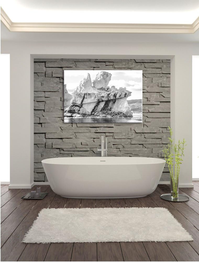Pixxprint gigantischer Eisberg Kunst B&W als Leinwandbild/Grösse: 100x70 / Wandbild/Kunstdruck/ferti