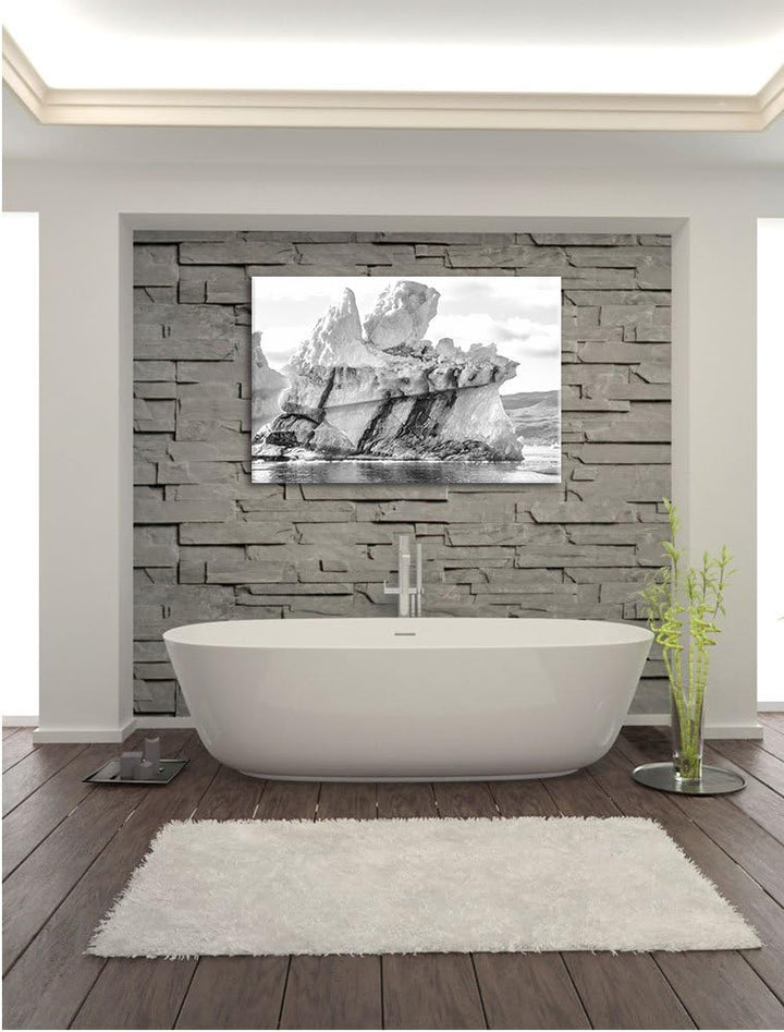 Pixxprint gigantischer Eisberg Kunst B&W als Leinwandbild/Grösse: 100x70 / Wandbild/Kunstdruck/ferti