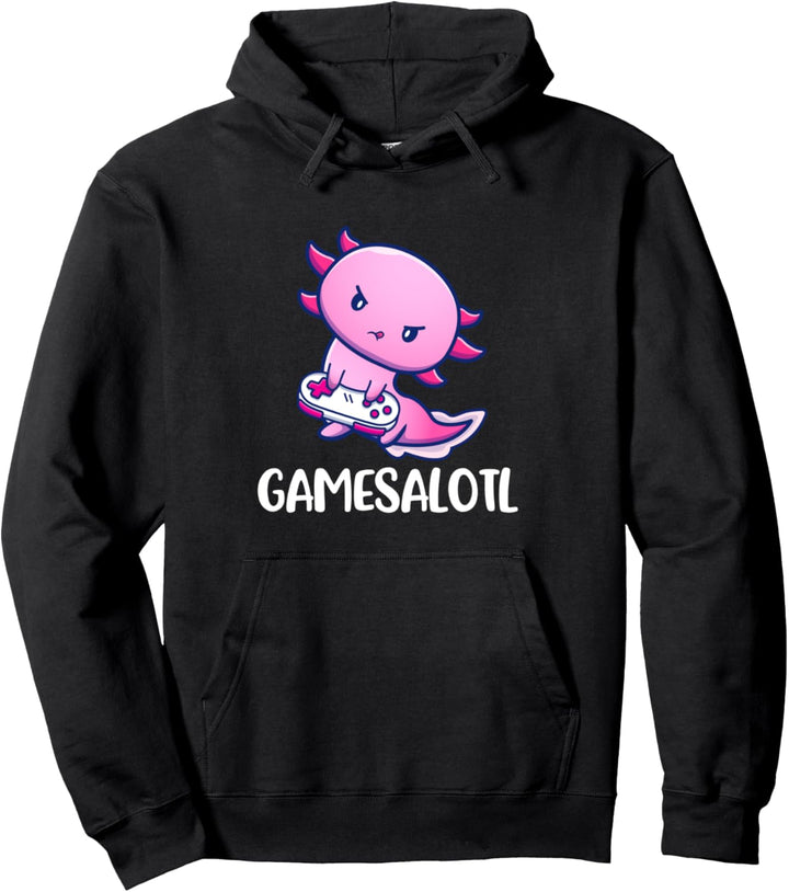 Gamesalotl Axolotl Cute Playing Video Game Pullover Hoodie