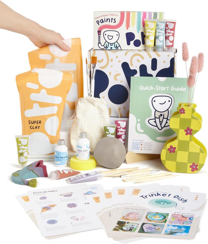 Pott'd Ton Töpferset für Anfänger für zuhause - Lufttrocknend. DIY Set für Erwachsene. Enthält: Luft