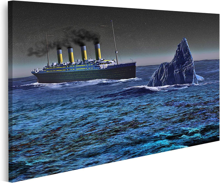 islandburner Bild auf Leinwand Titanic Eisberg Meer Bilder Wandbilder Poster Leinwand 100x57cm, Lein