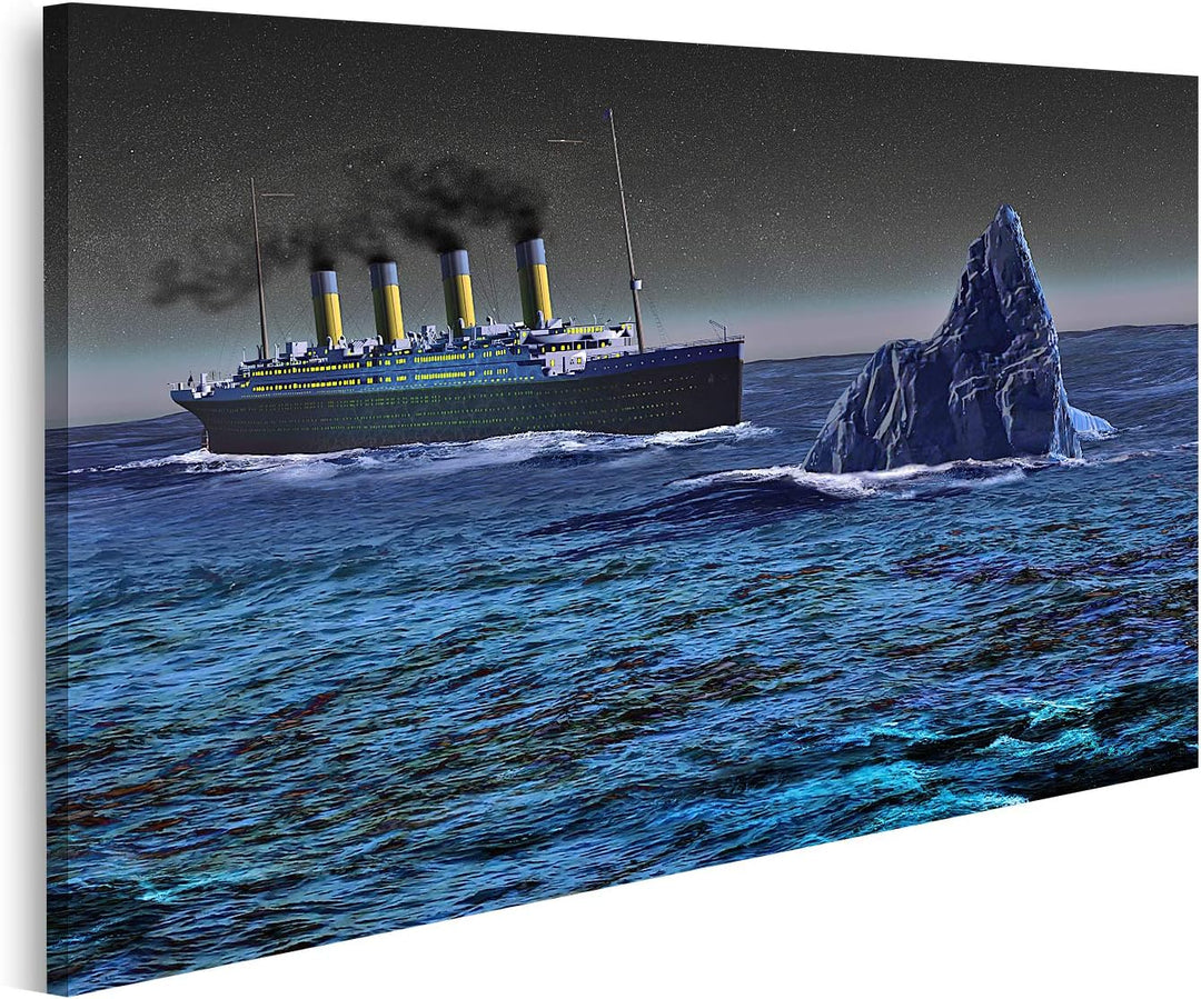 islandburner Bild auf Leinwand Titanic Eisberg Meer Bilder Wandbilder Poster Leinwand 100x57cm, Lein