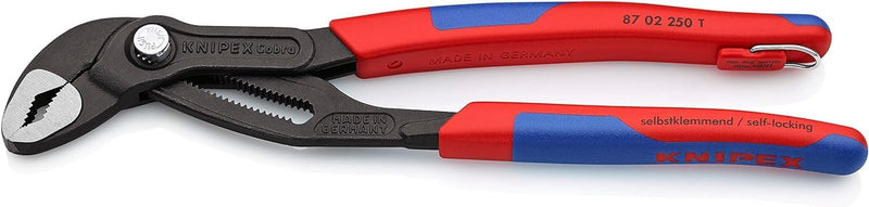 KNIPEX Cobra, Wasserpumpenzange | Rohrzange mit 2K-Griffen und Befestigungsöse, Chrom-Vanadium, atra