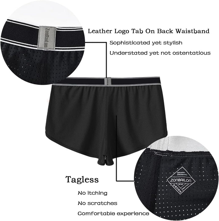 BIATWOWR Herren Transparent Sexy Boxershorts Männer Atmungsaktiv Bequem Unterhose Seitlichem Schlitz